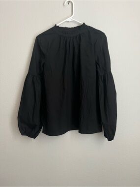 Worthington Black Balloon-Sleeve Mock Neck Blouse